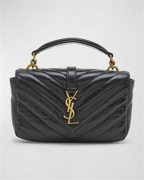 Saint Laurent College Mini YSL Quilted Crossbody Bag